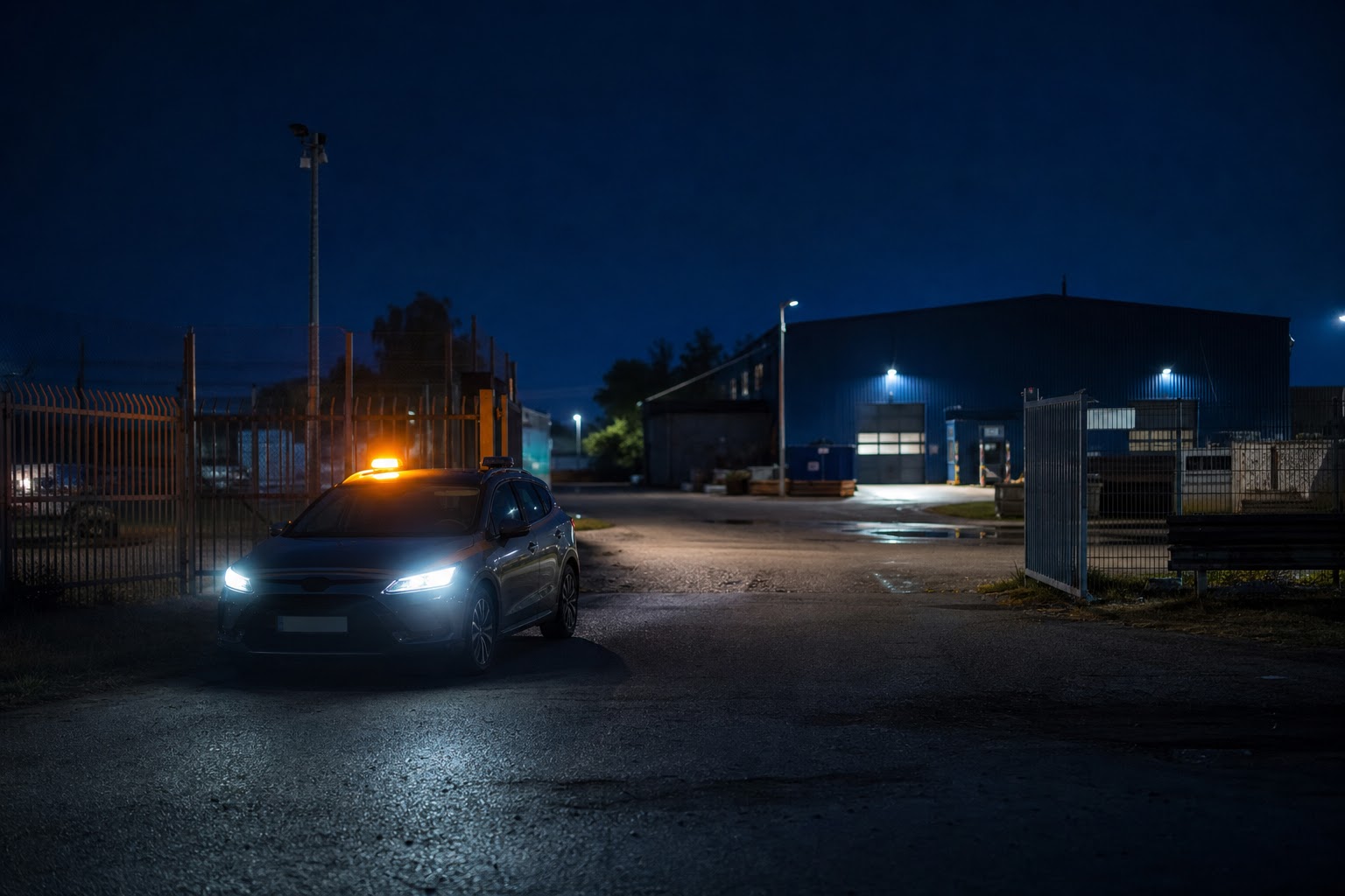 Výjezdová skupina u brány střeženého areálu